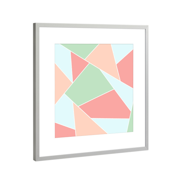 Poster mit Rahmen Silber "Polygon Pastel" artboxONE - Abstrakt,Geometrie
