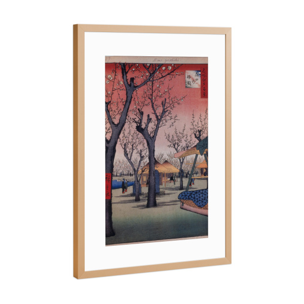 Poster mit Rahmen Kupfer "Der Pflaumengarten in Kamata" artboxONE - Natur,Reise,Reise / Asien