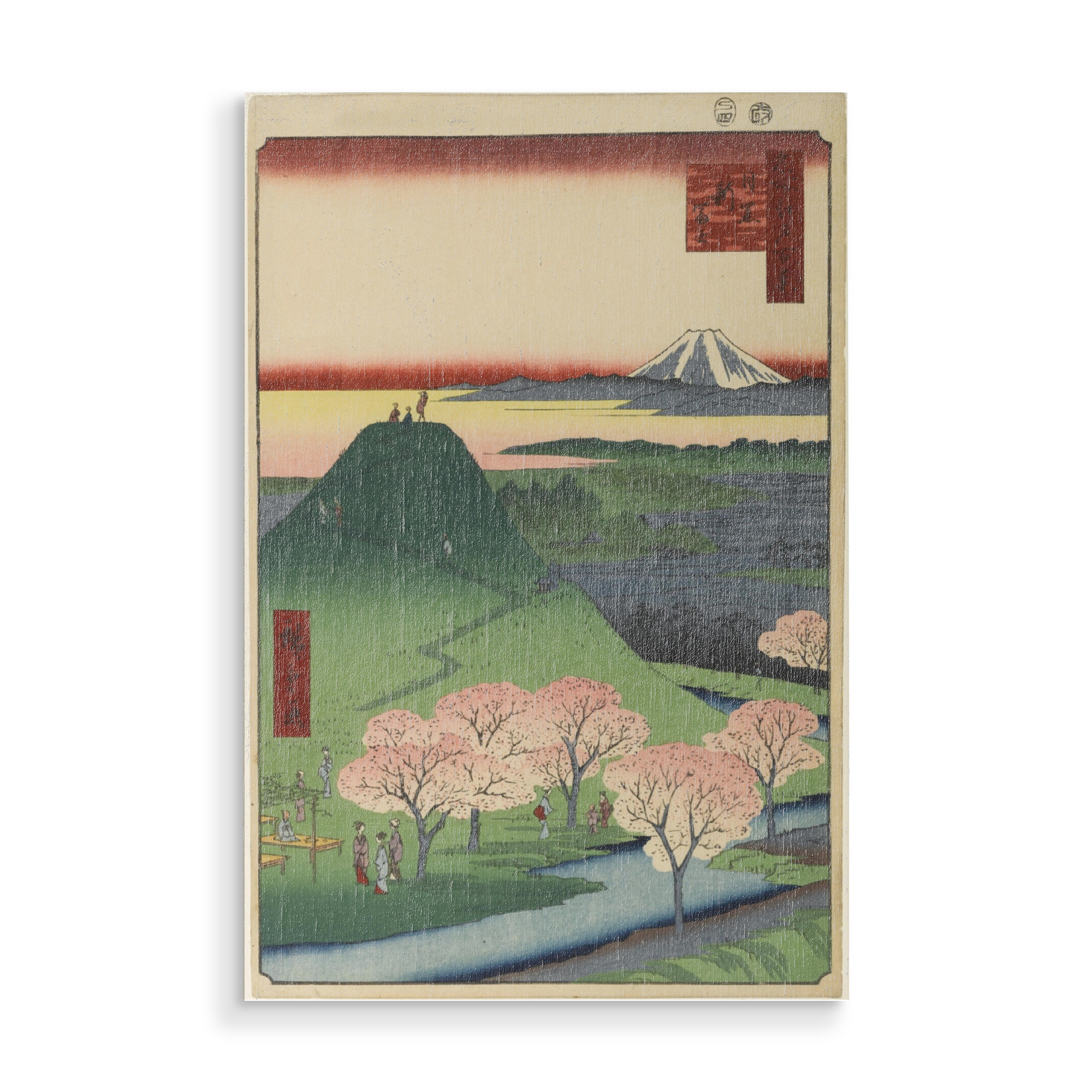 Holzbild "Neuer Fuji in Meguro" artboxONE - Natur,Reise,Reise / Asien - Japan,Malerei,Kunst,Gemälde,Utagawa,Hiroshige,Fuji,Natur,Nature