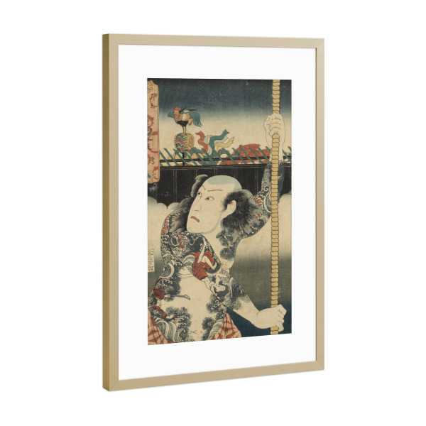 Poster mit Rahmen Gold "Der tätowierte Mann" artboxONE - Natur,Reise,Menschen,Reise / Asien,Männer