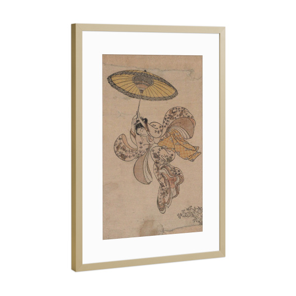 Poster mit Rahmen Gold "Suzuki Harunobu - Junge Frau" artboxONE - Menschen,Reise / Asien