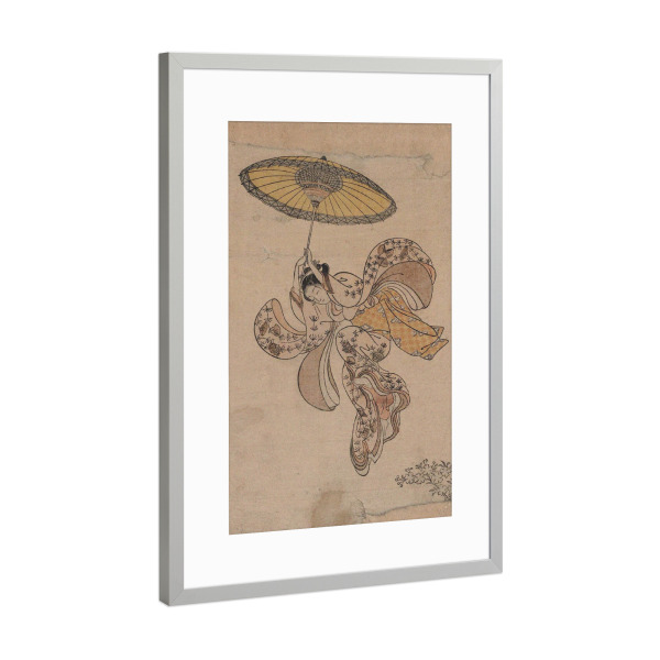 Poster mit Rahmen Silber "Suzuki Harunobu - Junge Frau" artboxONE - Menschen,Reise / Asien