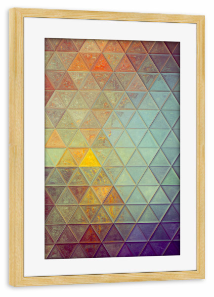 Poster mit Rahmen kiefer "Mosaic colors green yellow" artboxONE - Abstrakt,Geometrie
