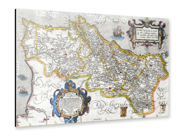 Alu-Dibond "Map of Portugal" 30x20 cm artboxONE
