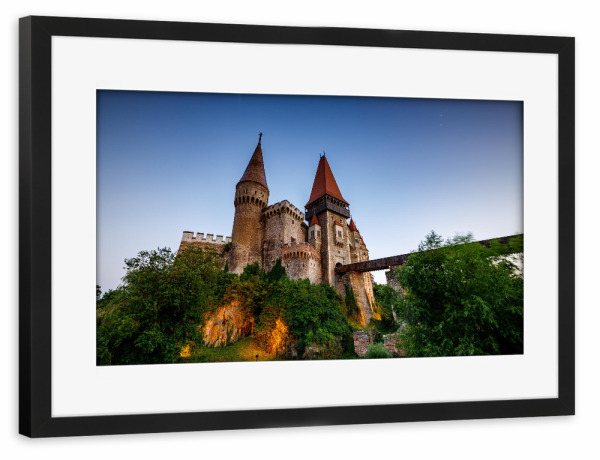Poster mit Rahmen schwarz "Burg Hunedoara" artboxONE - Architektur