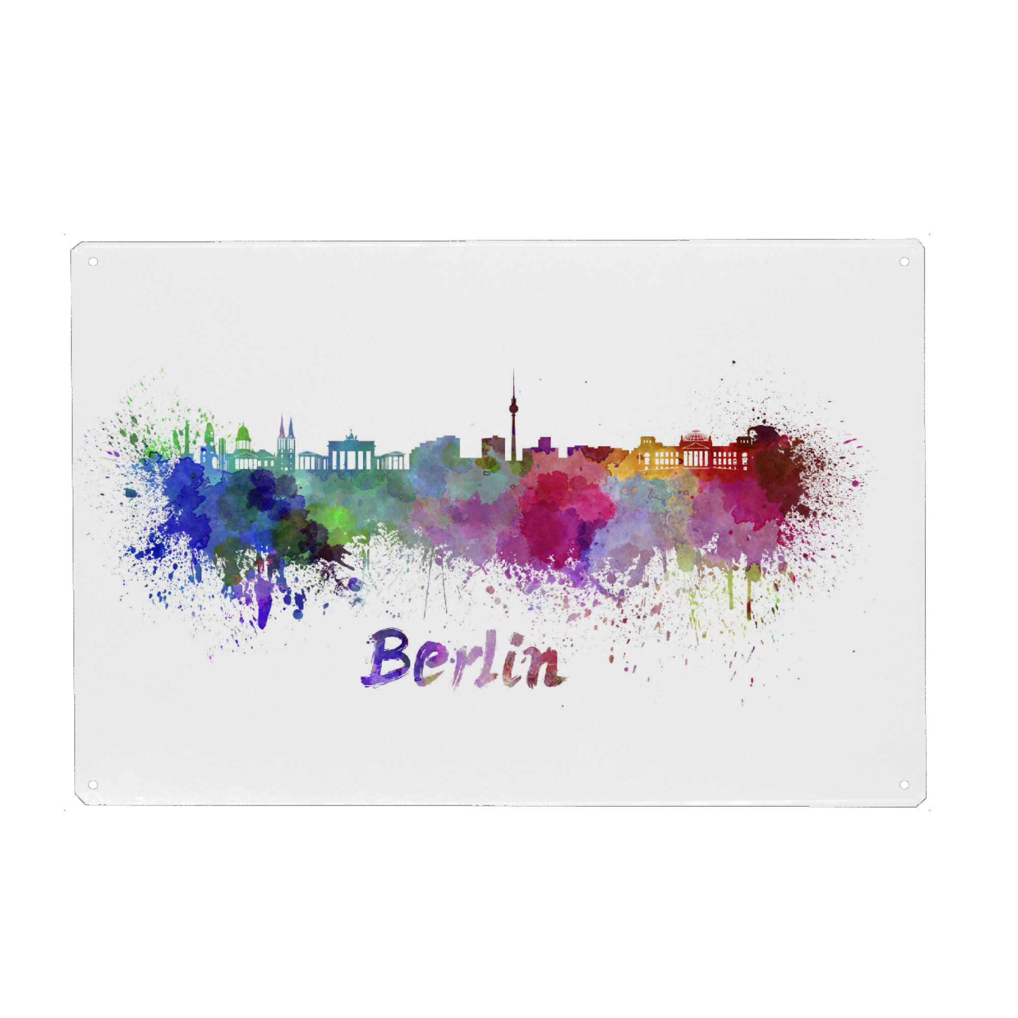 Metall Poster "BERLIN skyline in watercolor-b" artboxONE - Städte,Reise,Abstrakt,Architektur