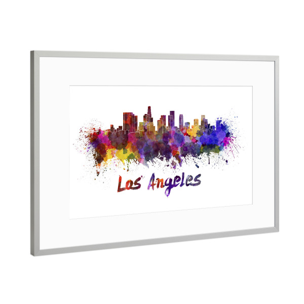 Poster mit Rahmen Silber "LOS ANGELES skyline-p" artboxONE - Städte,Abstrakt,Architektur