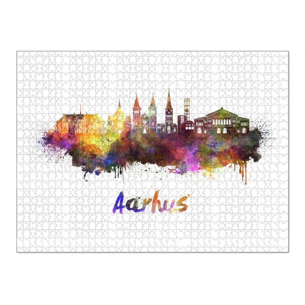 Puzzle Ravensburger "AARHUS skyline in watercolor-b" artboxONE - Städte,Reise