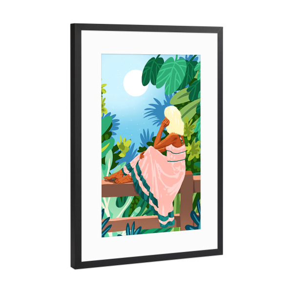 Poster mit Rahmen Schwarz (Metallic) "Forest Moon" artboxONE - Natur,Menschen