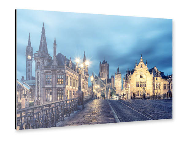 Alu-Dibond "Ghent By Night" 30x20 cm artboxONE