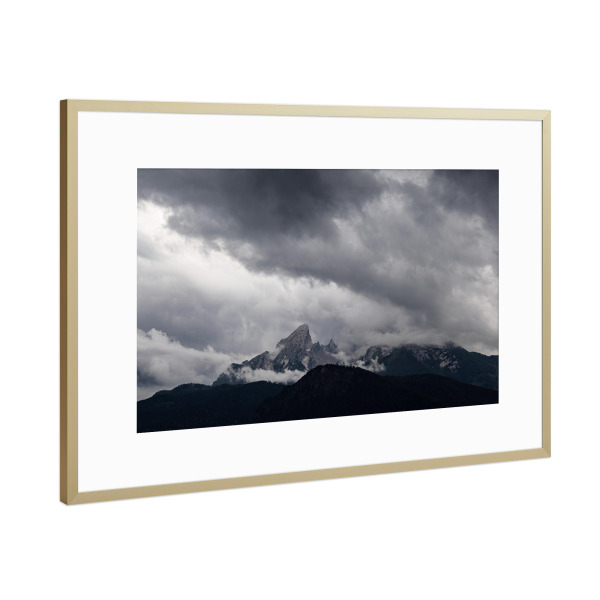 Poster mit Rahmen Gold "Wolken und Watzmann" artboxONE - Natur,Reise