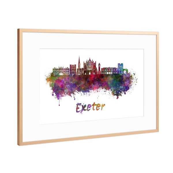 Poster mit Rahmen Kupfer "EXETER skyline in watercolor-b" artboxONE - Städte,Abstrakt,Architektur