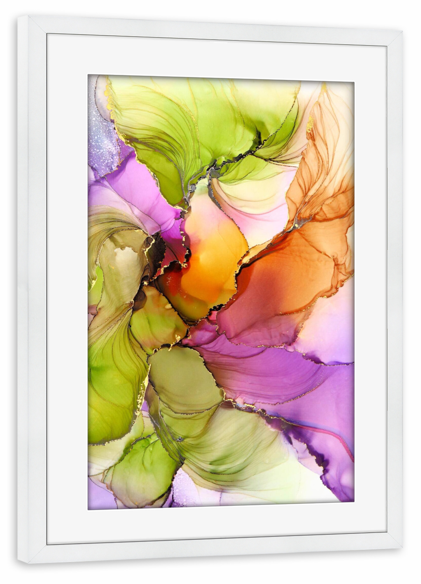 Poster mit Rahmen weiß "Light as a feather" artboxONE - Floral,Abstrakt