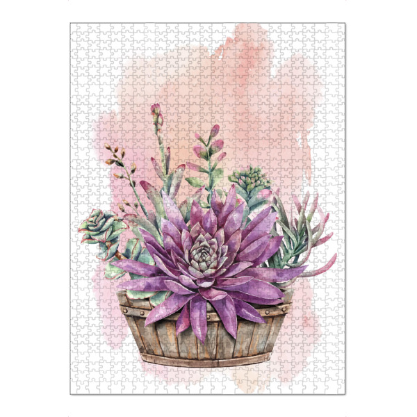 Puzzle Ravensburger "Sukkulenten im Bottich" artboxONE - Natur,Floral - Bottich,Pflanze,Sukkulente,Blühen,Flora,Natur,Blumen,Flowers,Floral