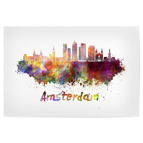 Poster "AMSTERDAM Skyline in watercolor-c" artboxONE - Städte,Abstrakt,Architektur