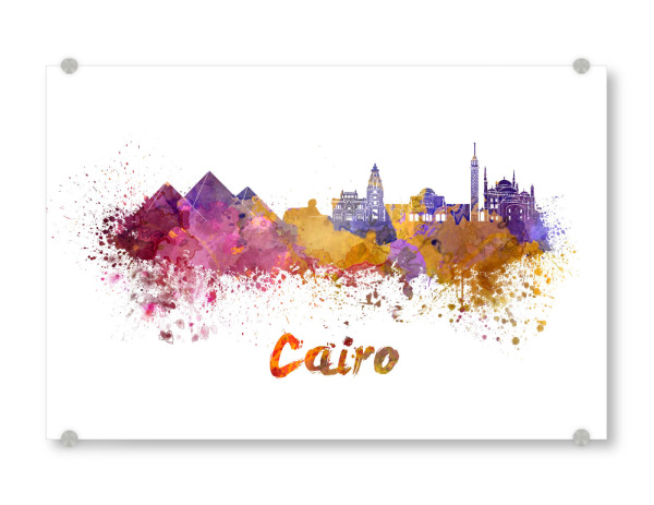 Acrylglasbild "CAIRO skyline in watercolor-b" artboxONE - Städte,Reise,Abstrakt,Architektur