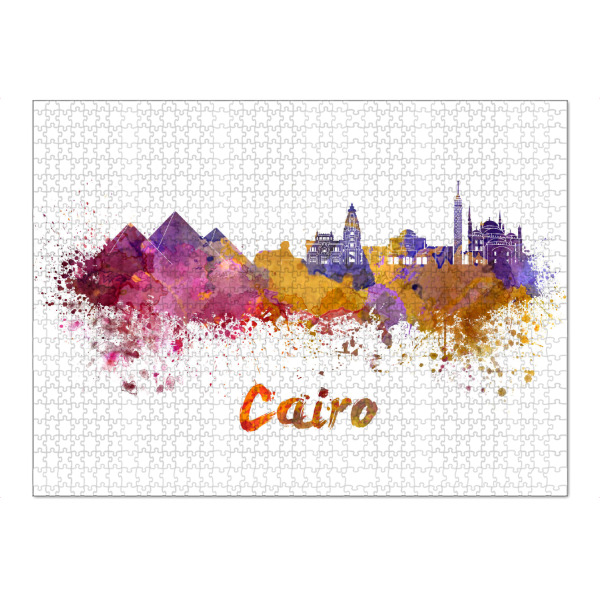 Puzzle Ravensburger "CAIRO skyline in watercolor-b" artboxONE - Städte,Reise,Abstrakt,Architektur