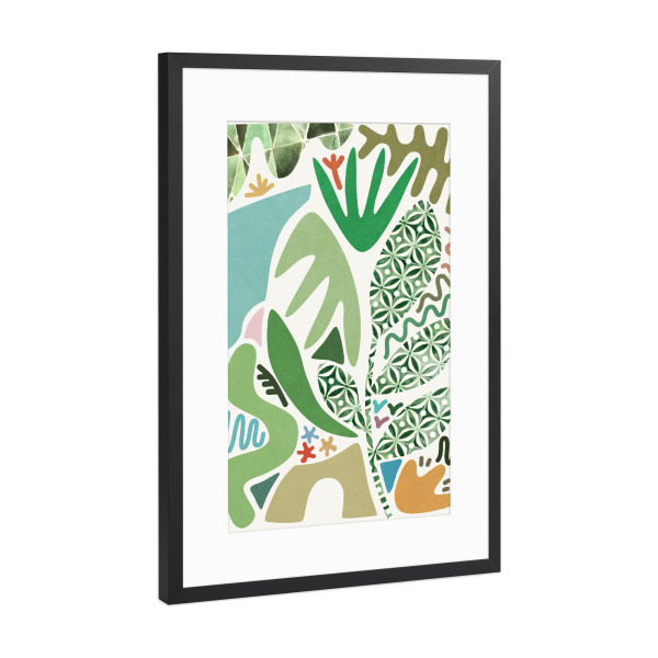 Poster mit Rahmen Schwarz (Metallic) "Palm Garden Shapes" artboxONE - Natur,Abstrakt