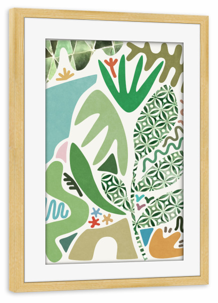 Poster mit Rahmen kiefer "Palm Garden Shapes" artboxONE - Natur,Abstrakt