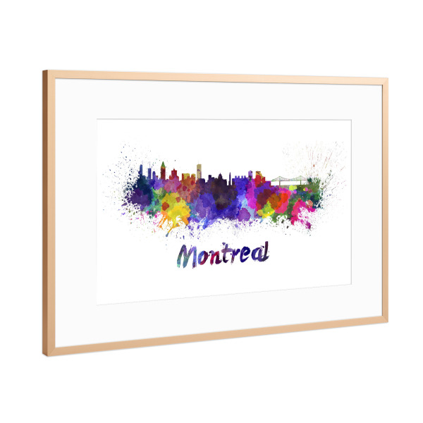 Poster mit Rahmen Kupfer "MONTREAL skyline in watercolor" artboxONE - Städte,Abstrakt