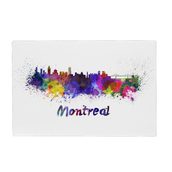 Metall Poster "MONTREAL skyline in watercolor" artboxONE - Städte,Abstrakt