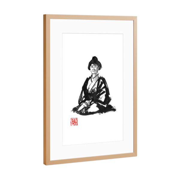 Poster mit Rahmen Kupfer "Sketch woman" artboxONE - Menschen - Woman,Sumie,Japan,Frau,Female,Schwarzweiß,Blackandwhite