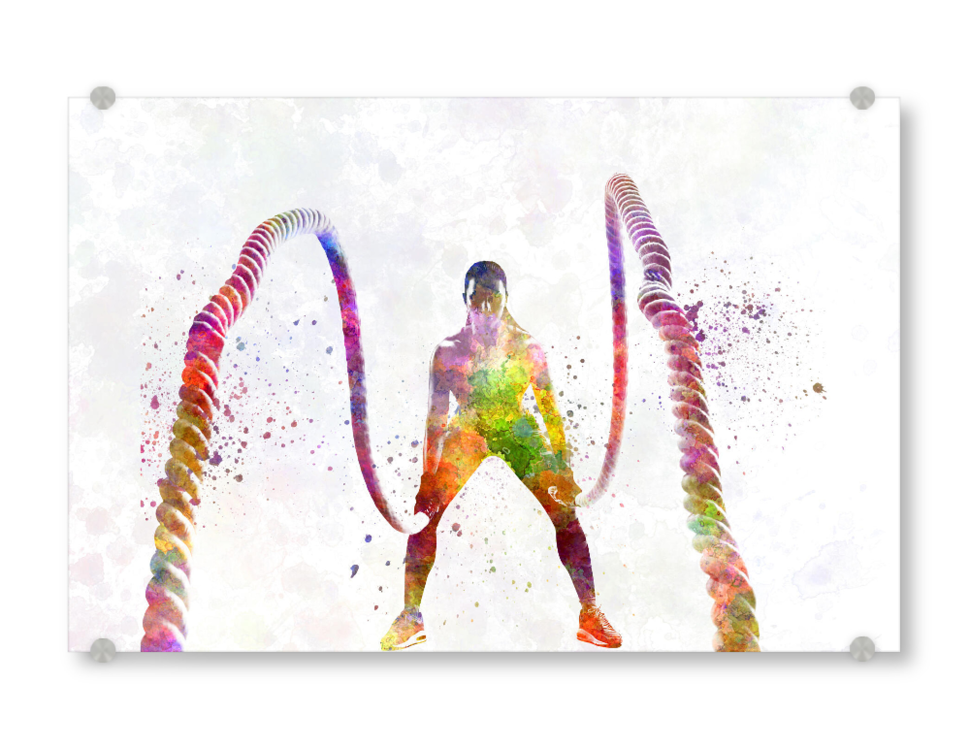 Acrylglasbild "Fitness exercise in watercolor-b" artboxONE - Abstrakt,Sport