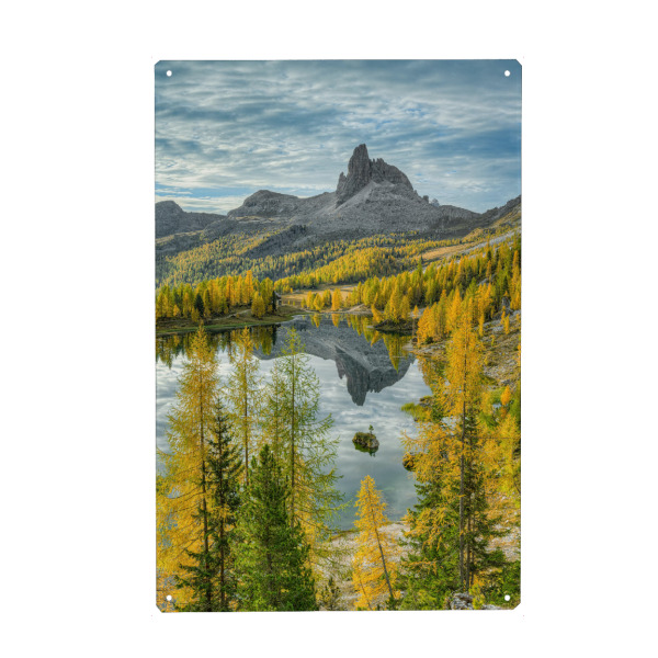Holzbild "Herbst am Lago Federa" artboxONE - Natur,Reise,Reise / Länder
