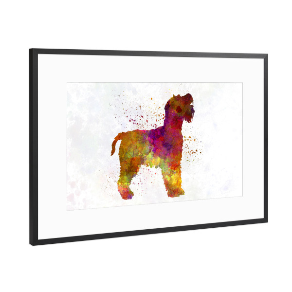 Poster mit Rahmen Schwarz (Metallic) "Welsh Terrier in watercolor" artboxONE - Tiere,Abstrakt