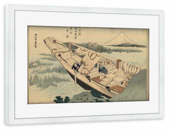 Poster mit Rahmen weiß "Ushibori - Katsushika Hokusai" artboxONE - Natur,Reise,Reise / Asien