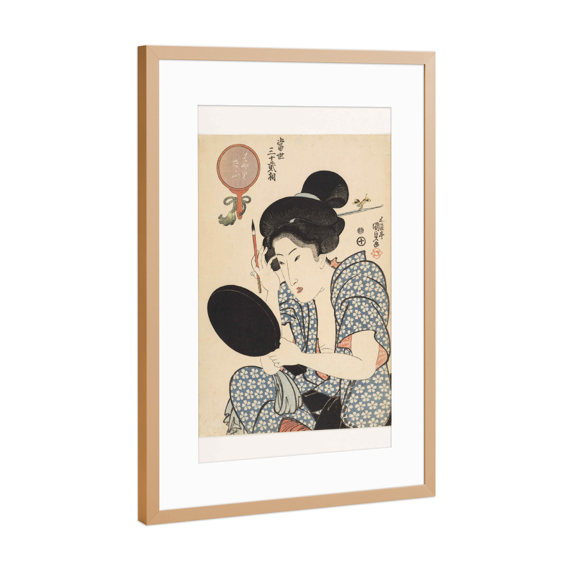 Poster mit Rahmen Kupfer "Utagawa Toyokun - Woman" artboxONE - Menschen,Reise / Asien