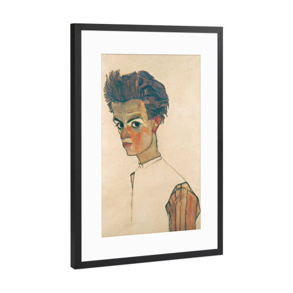 Poster mit Rahmen Schwarz (Metallic) "Selbstbildnis" artboxONE - Menschen,Männer - Egon schiele,Kunst,Malerei,Gemälde,Junge,Mann