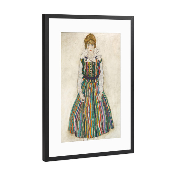 Poster mit Rahmen Schwarz (Metallic) "Porträt von Edith Schiele" artboxONE - Menschen - Egon schiele,Kunst,Malerei,Gemälde,Frau,Woman,Female