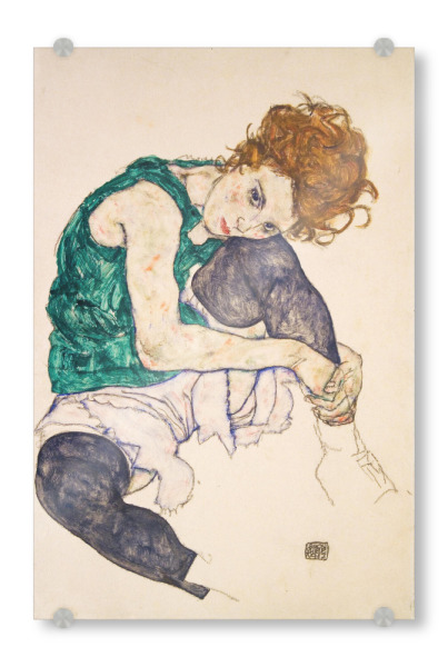 Acrylglasbild "Sitzende Frau" artboxONE - Menschen - Egon schiele,Menschen,Kunst,Malerei,Gemälde,Woman,Female,Frau