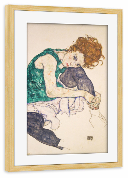 Poster mit Rahmen kiefer "Sitzende Frau" artboxONE - Menschen - Egon schiele,Menschen,Kunst,Malerei,Gemälde,Woman,Female,Frau