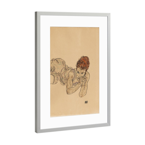 Poster mit Rahmen Silber "Die Liegende Frau" artboxONE - Menschen - Egon schiele,Frau,Female,Woman,Liegend,Kunst,Malerei,Gemälde