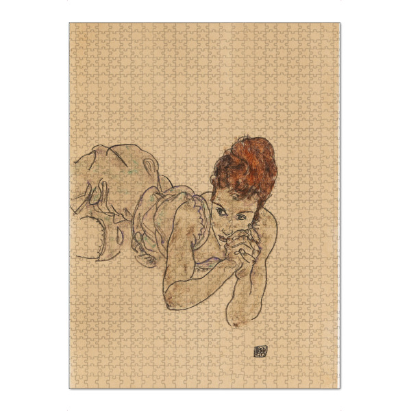 Puzzle Ravensburger "Die Liegende Frau" artboxONE - Menschen - Egon schiele,Frau,Female,Woman,Liegend,Kunst,Malerei,Gemälde - Bild egon schiele