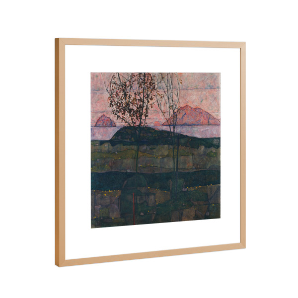 Poster mit Rahmen Kupfer "Versinkende Sonne" artboxONE - Natur,Reise - Egon schiele,Kunst,Malerei,Gemälde,Natur,Nature,Landschaft,Landscape,Field,Feld