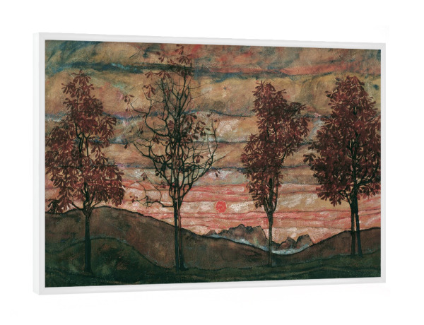 Poster mit weißem Rahmen "Vier Bäume" artboxONE - Natur,Reise - Egon schiele,Vier bäume,Natur,Nature,Landschaft,Landscape,Kunst,Malerei,Gemälde