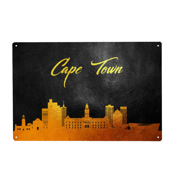 Metall Poster "Cape Town Gold Skyline" artboxONE - Städte - Gold,Skyline,Cape town,South africa,City,Stadt - Blechschild