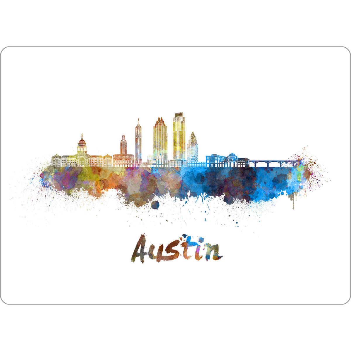 Tischset "AUSTIN Skyline in watercolor-b" artboxONE - Städte,Reise,Abstrakt,Architektur