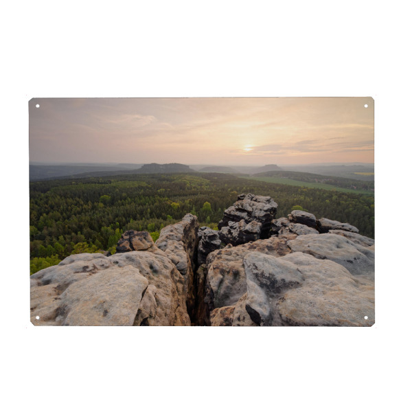 Holzbild "Elbsandsteingebirge Panoramablick" artboxONE - Natur,Reise