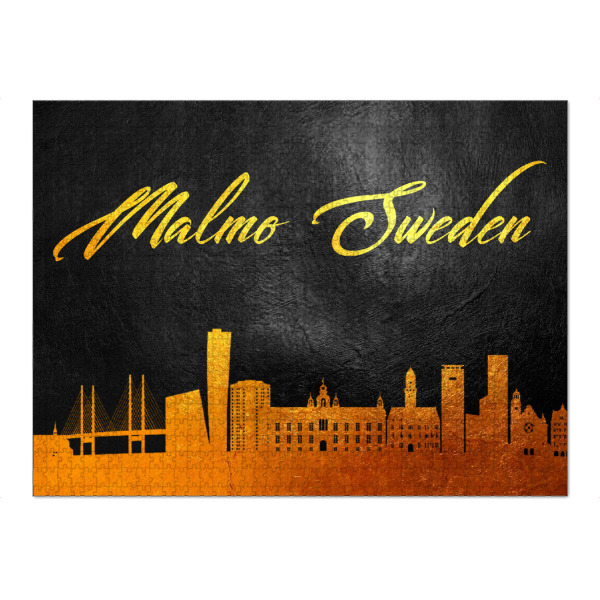 Puzzle Ravensburger "Malmo Sweden Gold Skyline" artboxONE - Städte - Malmo,Sweden,Gold,Skyline,City,Stadt - Bild malmo