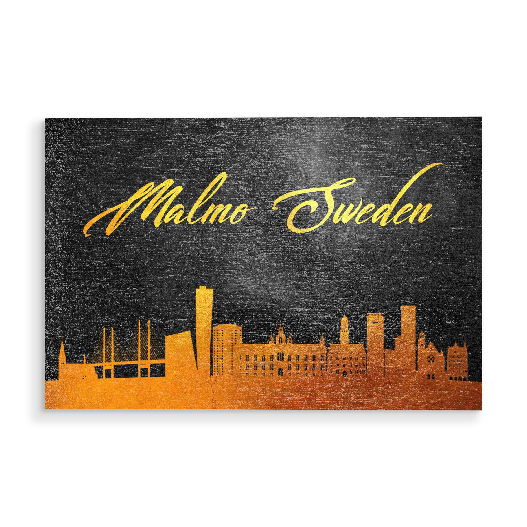 Holzbild "Malmo Sweden Gold Skyline" artboxONE - Städte - Malmo,Sweden,Gold,Skyline,City,Stadt