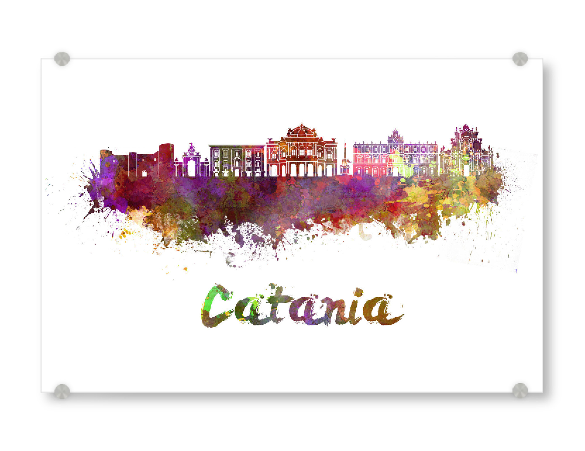 Acrylglasbild "CATANIA skyline in watercolor-B" artboxONE - Städte,Reise,Abstrakt,Architektur