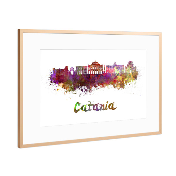 Poster mit Rahmen Kupfer "CATANIA skyline in watercolor-B" artboxONE - Städte,Reise,Abstrakt,Architektur