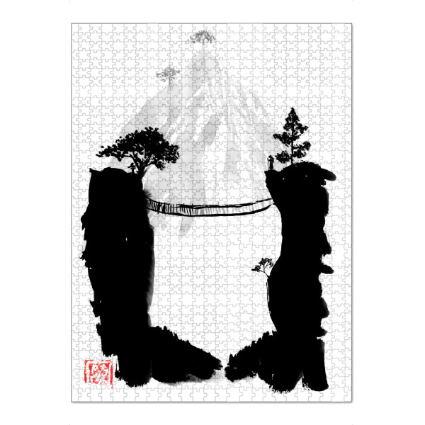 Puzzle Ravensburger "Monkey bridge" artboxONE - Natur,Schwarzweiß,Reise / Asien