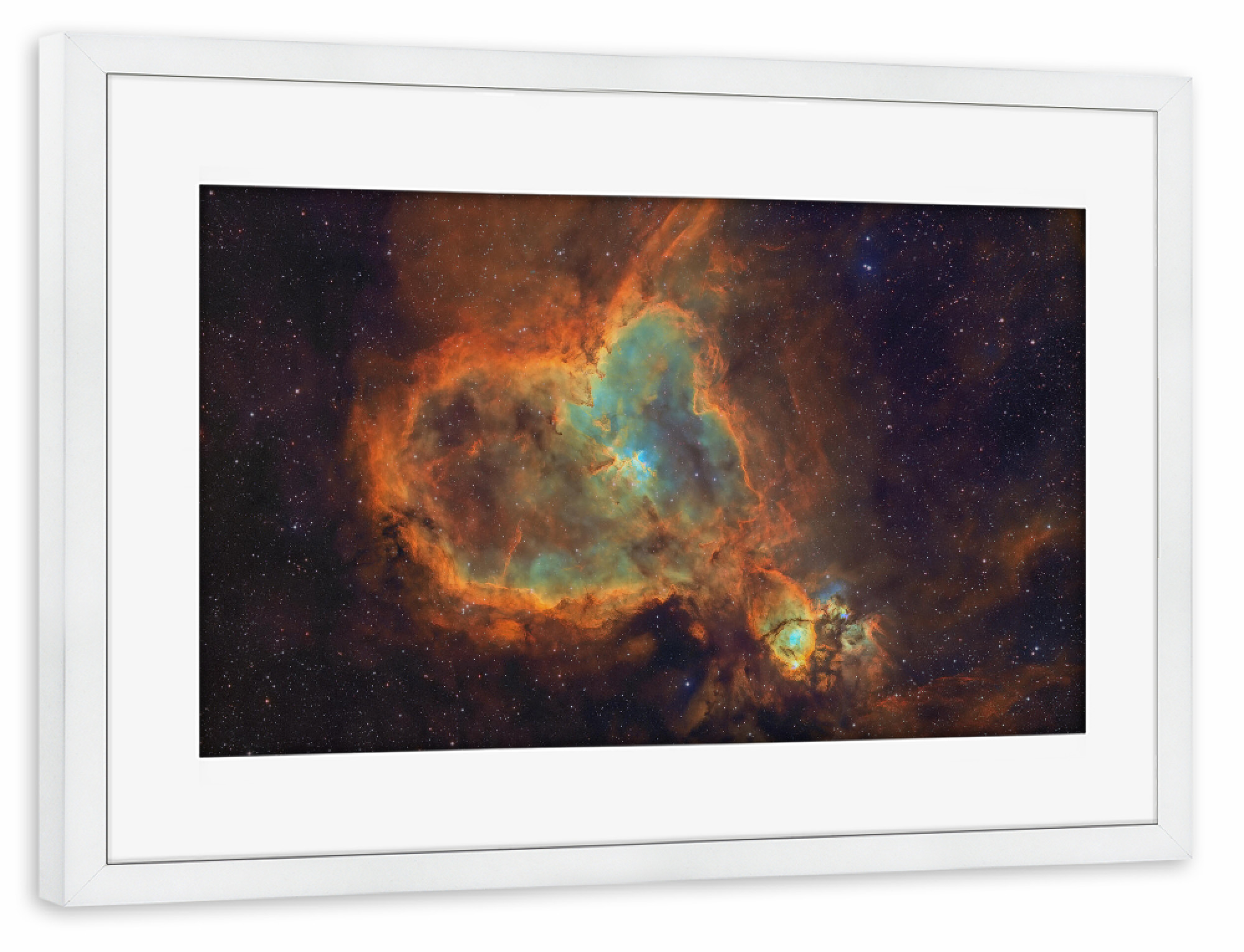 Poster mit Rahmen weiß "Herznebel - Hubble Farbpalette" artboxONE - Galaxy