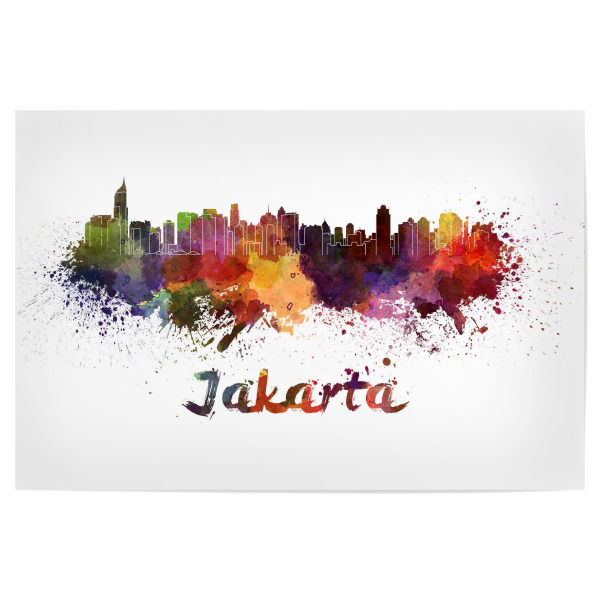 Poster 30x20 cm "JAKARTA skyline in watercolor" artboxONE - Städte,Abstrakt,Architektur