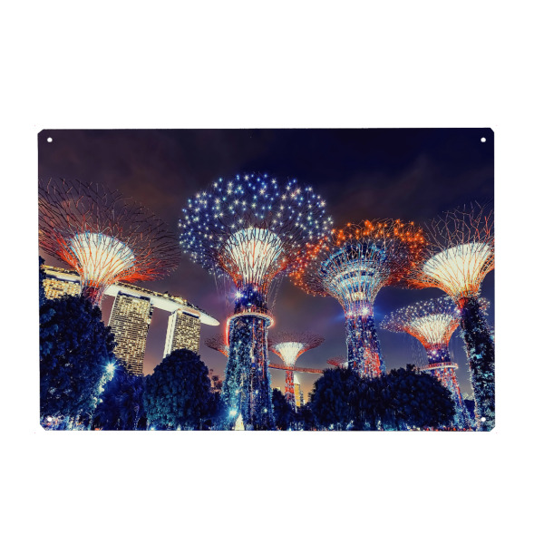 Metall Poster "Singapore By Night" artboxONE - Städte,Reise,Architektur,Reise / Asien,Städte / Singapur